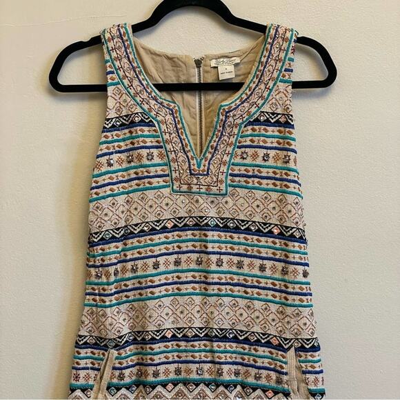 Lucky Brand S bohemian sequin mini dress heavyweight - Picture 2 of 8